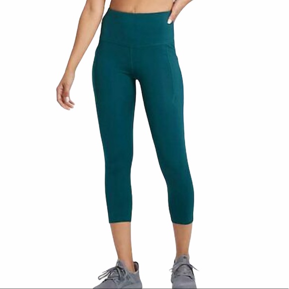 all in motion Pants - All In Motion Teal Sculpted Linear HighWaist Capri